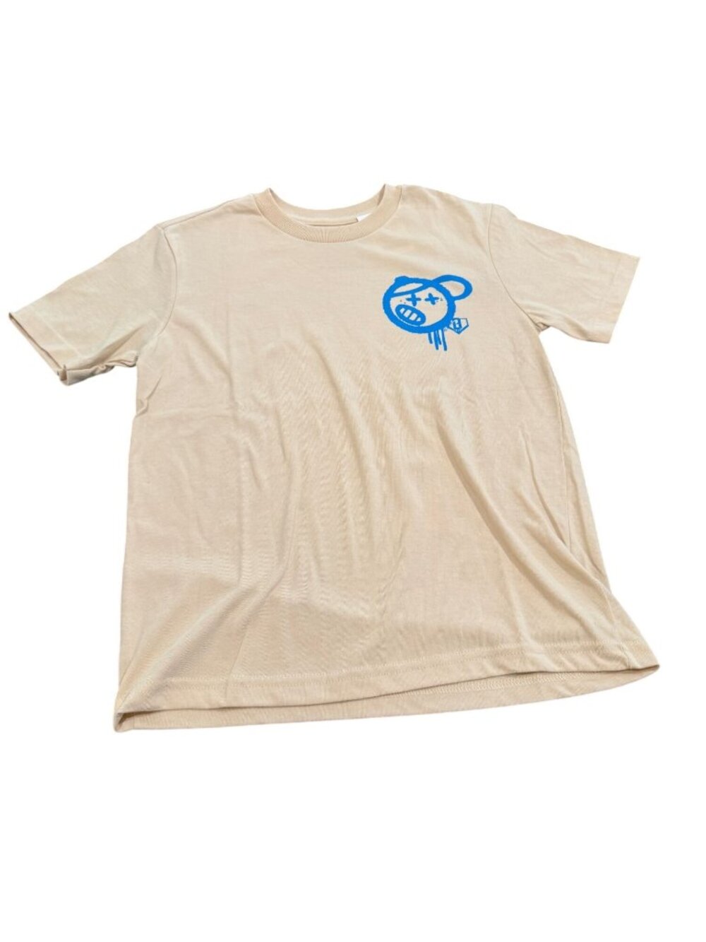 NWT Baseball 101-tan and blue "baseball face" youth medium